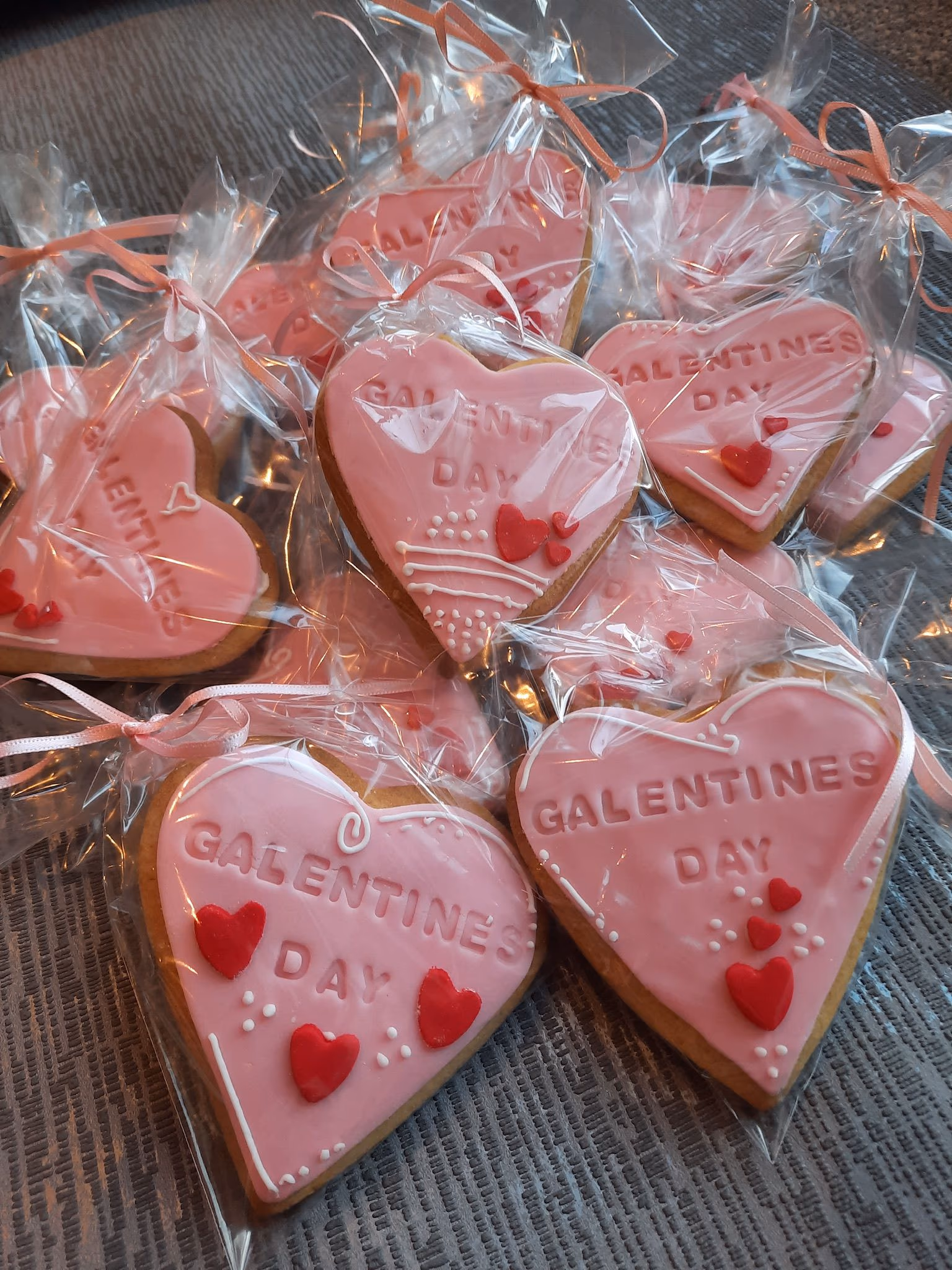 Galentines day heart cookies pink iced