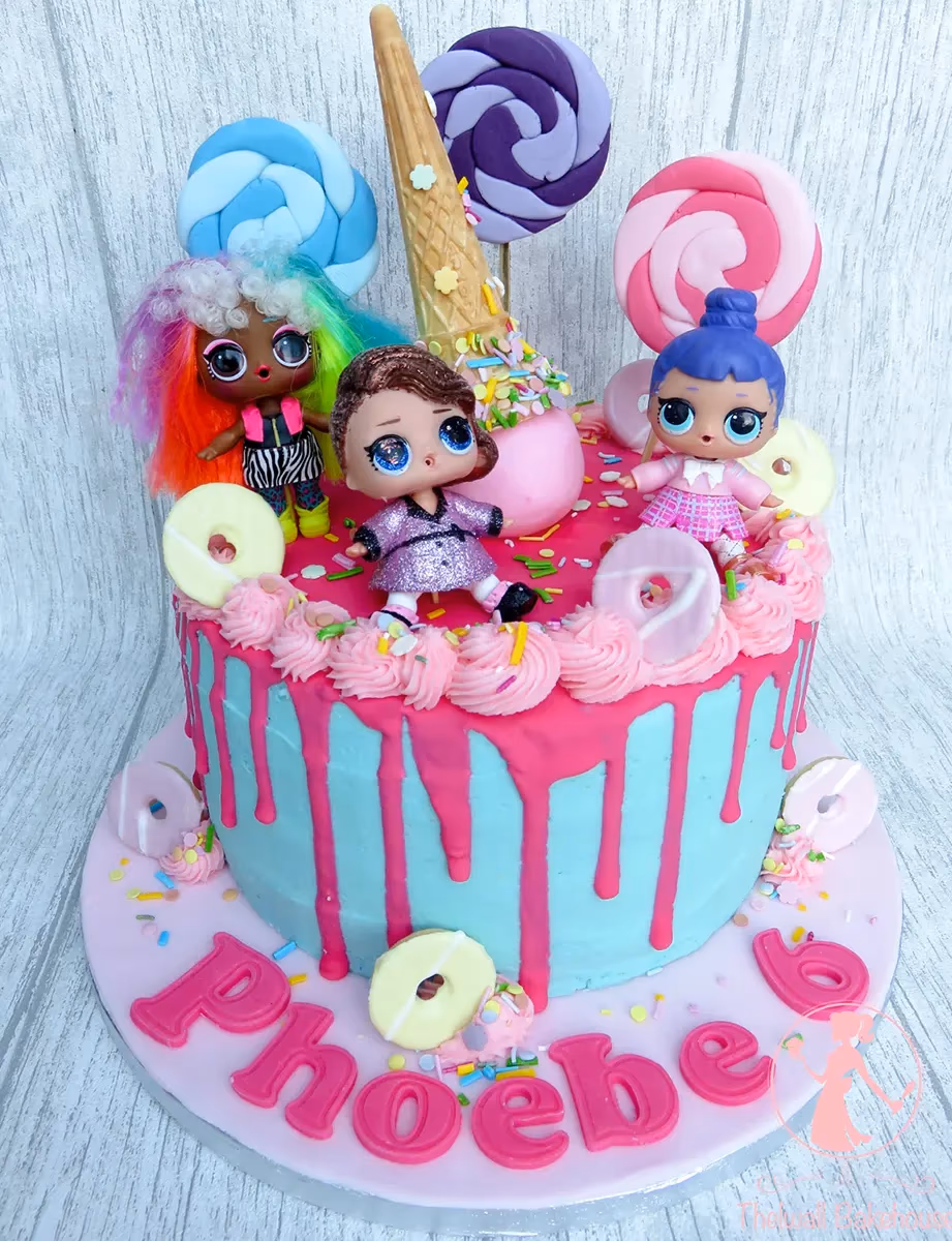 LOL surprise dolls birthday cake blue pink drip phoebe 6th